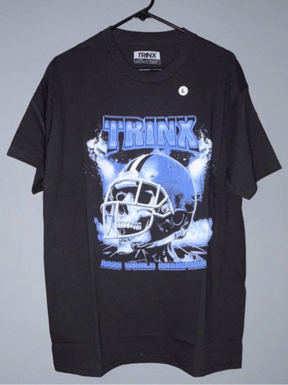 TRINX 100% Cotton Graphic Logo T-Shirt Black Large Men 2025 worldchampion design